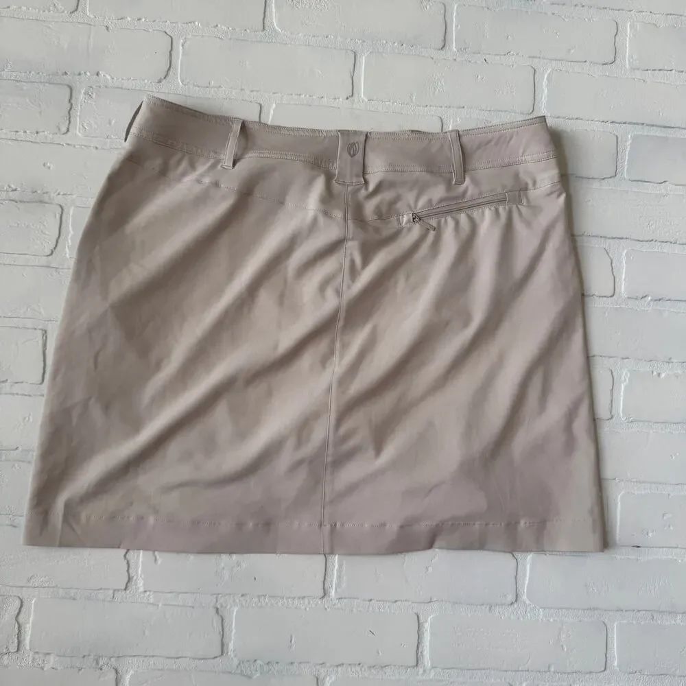 GGblue Luxe Sport Boca Women's Khaki Athletic Golf Zipper Pocket Skort -sz 12